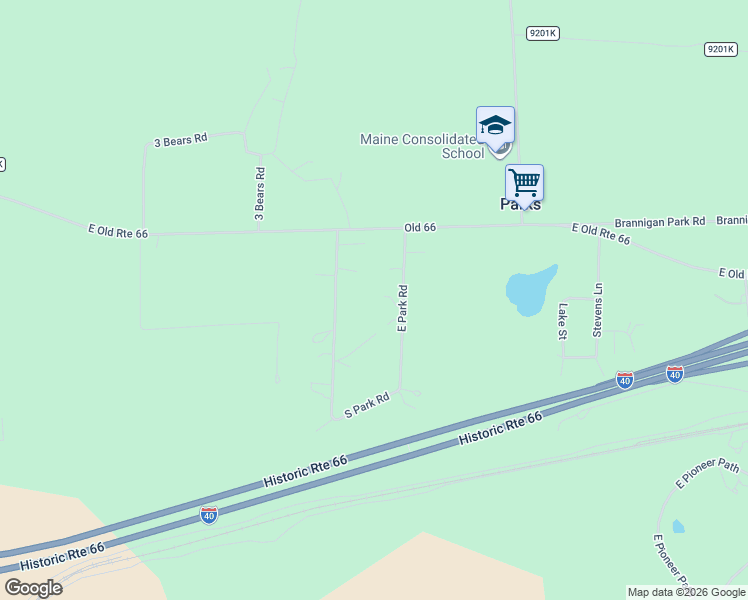 map of restaurants, bars, coffee shops, grocery stores, and more near 380 East Park Road in Parks