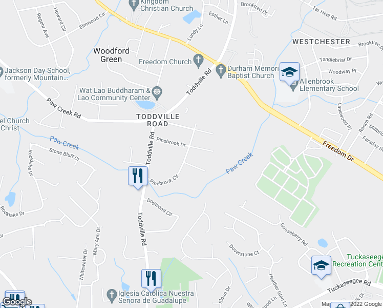 map of restaurants, bars, coffee shops, grocery stores, and more near 2011 Pinebrook Circle in Charlotte