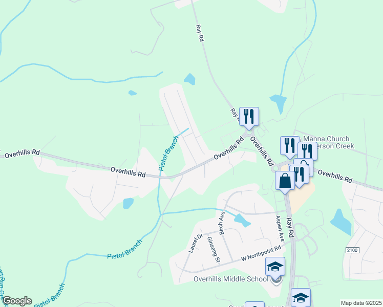 map of restaurants, bars, coffee shops, grocery stores, and more near 70 White Oak Street in Spring Lake