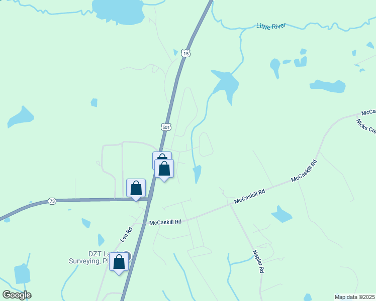 map of restaurants, bars, coffee shops, grocery stores, and more near 107 Dundee Drive in Carthage
