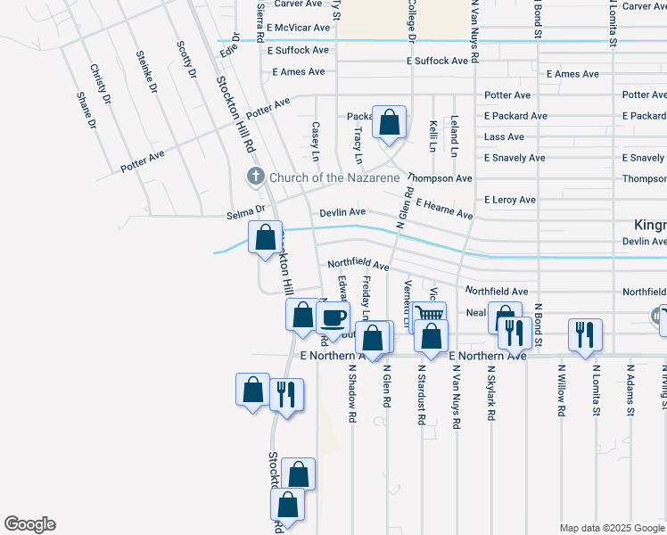 map of restaurants, bars, coffee shops, grocery stores, and more near 4621 Edward Lane in Kingman