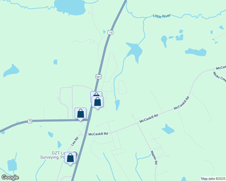 map of restaurants, bars, coffee shops, grocery stores, and more near 109 Dundee Drive in Carthage