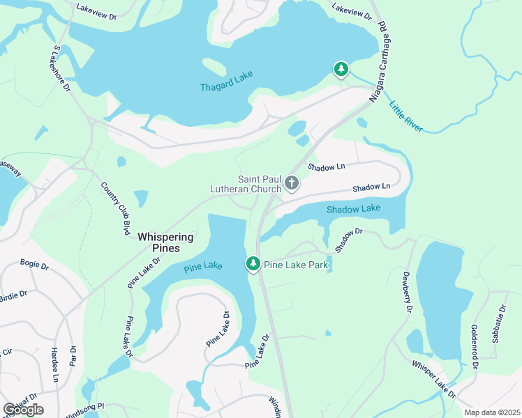 map of restaurants, bars, coffee shops, grocery stores, and more near 14 Pine Crescent Drive in Whispering Pines