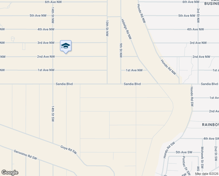 map of restaurants, bars, coffee shops, grocery stores, and more near 1002 Sandia Boulevard in Albuquerque