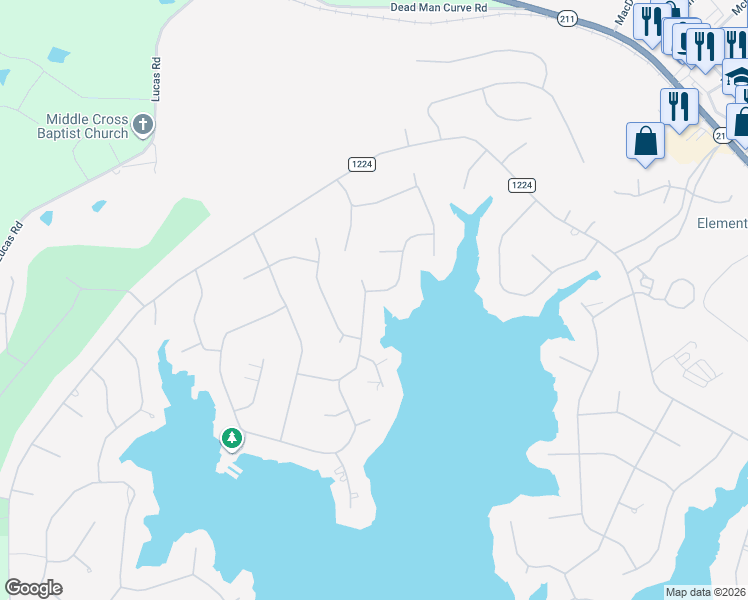 map of restaurants, bars, coffee shops, grocery stores, and more near 102 Pittman Road in Seven Lakes
