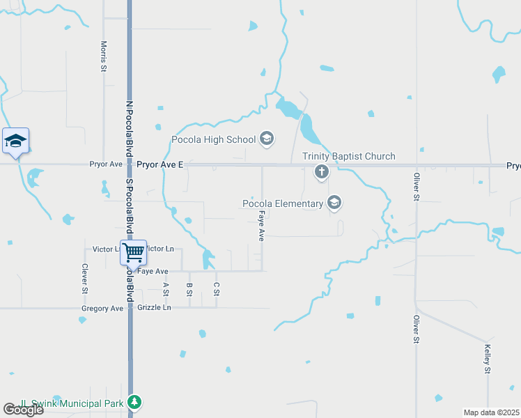 map of restaurants, bars, coffee shops, grocery stores, and more near 907 Faye Avenue in Pocola