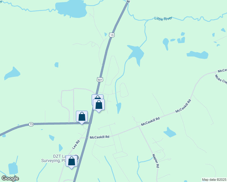 map of restaurants, bars, coffee shops, grocery stores, and more near 109 Dundee Drive in Carthage