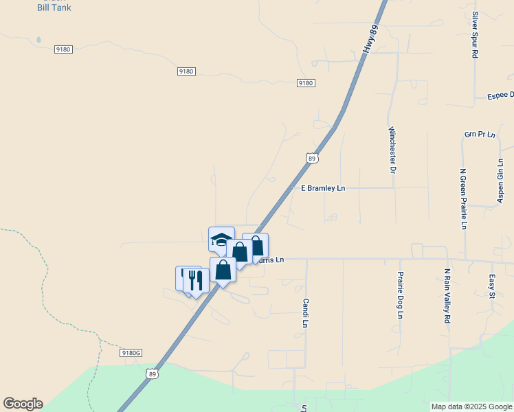 map of restaurants, bars, coffee shops, grocery stores, and more near 8175 Caballo Way in Flagstaff