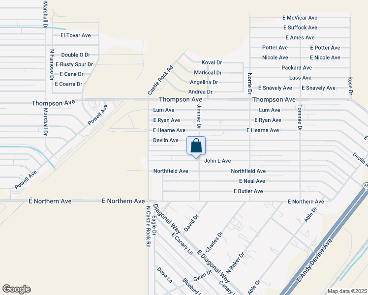 map of restaurants, bars, coffee shops, grocery stores, and more near 3585 East Shaeffer Avenue in Kingman