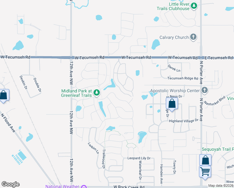 map of restaurants, bars, coffee shops, grocery stores, and more near 3328 Mount Mitchell Lane in Norman