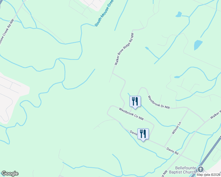 map of restaurants, bars, coffee shops, grocery stores, and more near 141 Walker Brow Trail Northwest in Cleveland