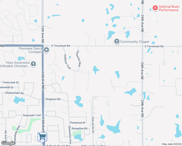 map of restaurants, bars, coffee shops, grocery stores, and more near 3201 Santa Rosa Court in Norman