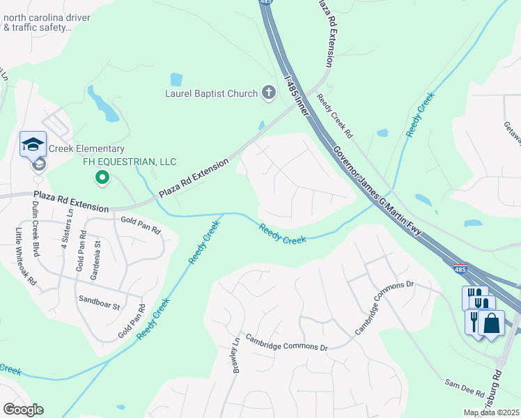 map of restaurants, bars, coffee shops, grocery stores, and more near 8732 Brampton Drive in Charlotte