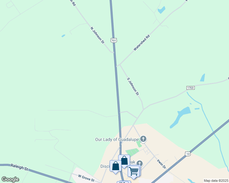 map of restaurants, bars, coffee shops, grocery stores, and more near 695-945 U.S. 701 in Newton Grove