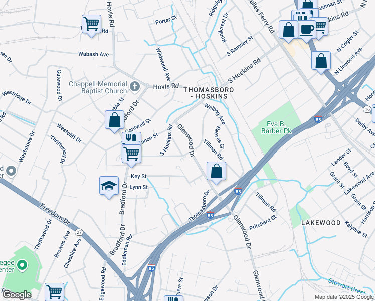 map of restaurants, bars, coffee shops, grocery stores, and more near 800 Rowan Street in Charlotte