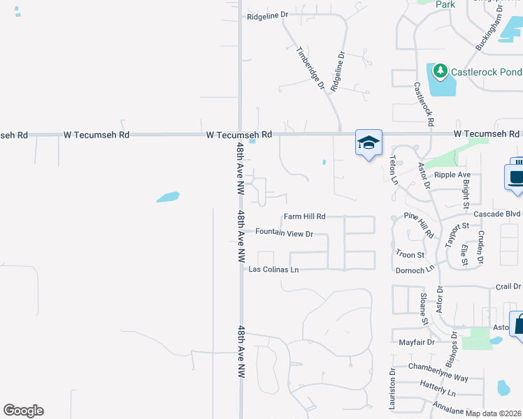 map of restaurants, bars, coffee shops, grocery stores, and more near 4701 Fountain View Drive in Norman