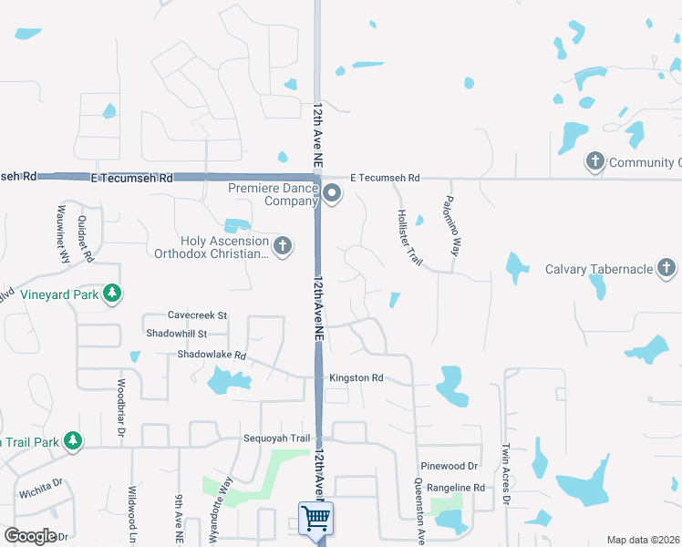 map of restaurants, bars, coffee shops, grocery stores, and more near 1305 FAIRSTED Court in Norman
