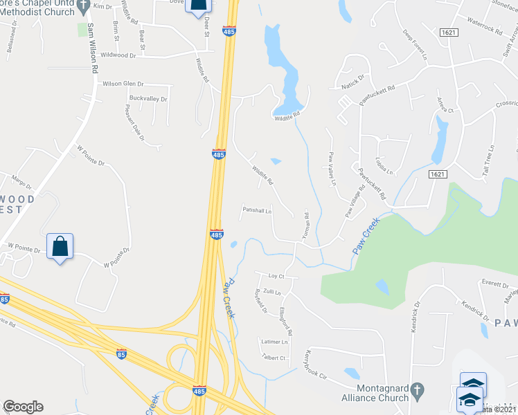 map of restaurants, bars, coffee shops, grocery stores, and more near in Charlotte