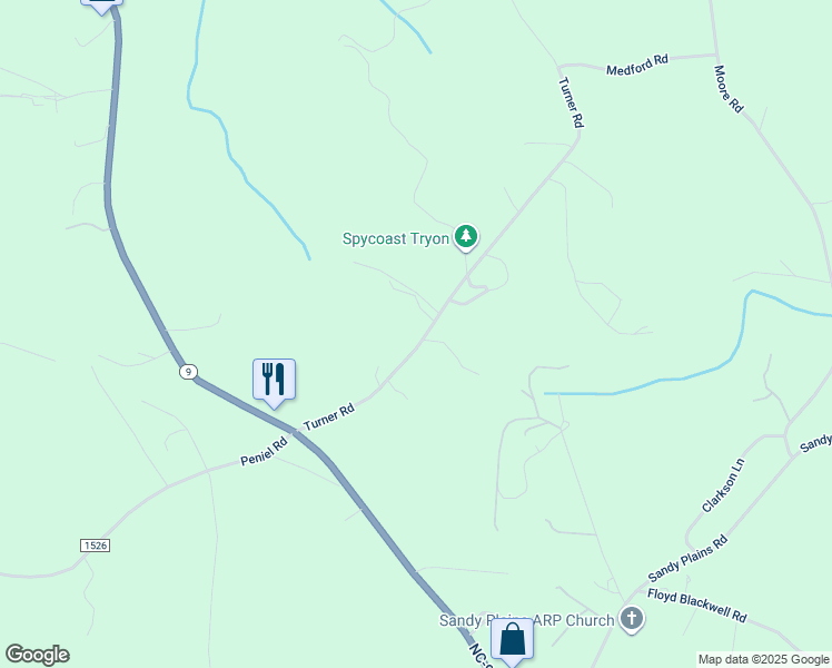 map of restaurants, bars, coffee shops, grocery stores, and more near 243 Turner Road in Tryon