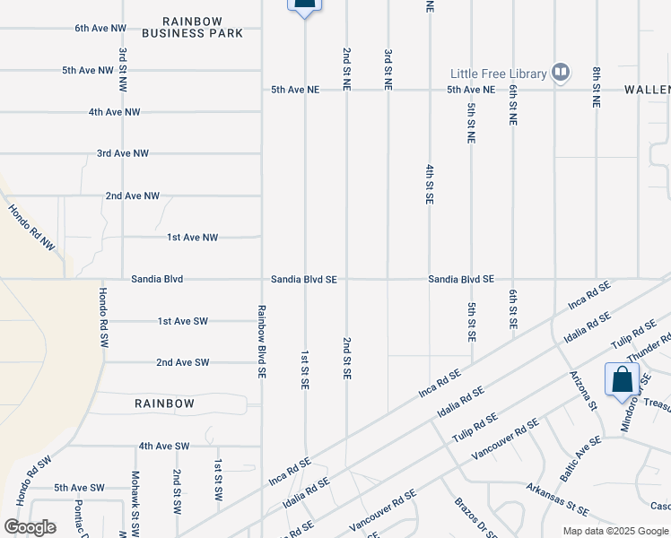 map of restaurants, bars, coffee shops, grocery stores, and more near 20 2nd Street Northeast in Rio Rancho