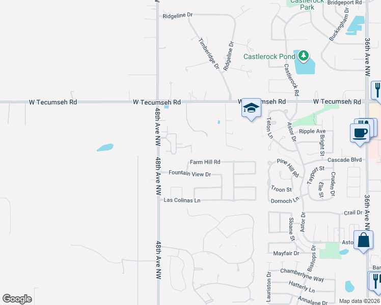 map of restaurants, bars, coffee shops, grocery stores, and more near 3345 Enclave Lane in Norman