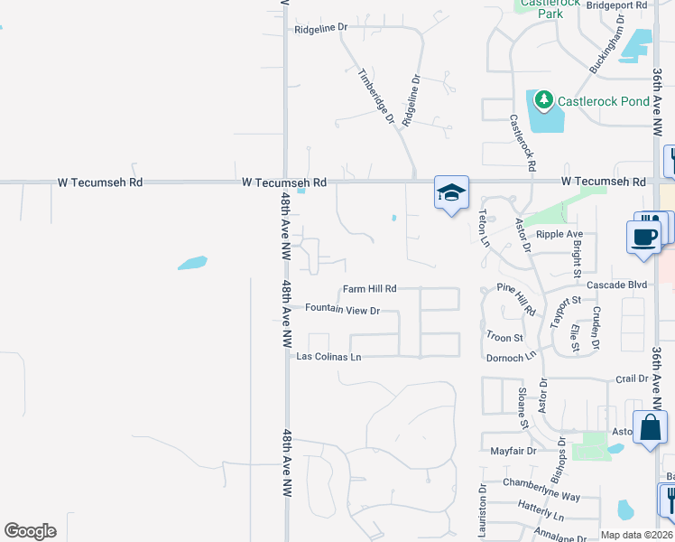 map of restaurants, bars, coffee shops, grocery stores, and more near 3345 Enclave Lane in Norman