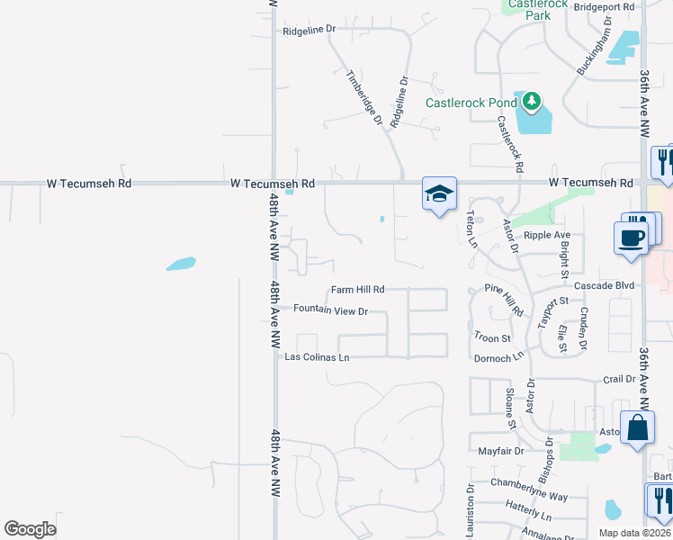 map of restaurants, bars, coffee shops, grocery stores, and more near 3345 Enclave Lane in Norman