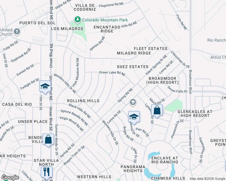 map of restaurants, bars, coffee shops, grocery stores, and more near 2484 Odell Court Northeast in Rio Rancho