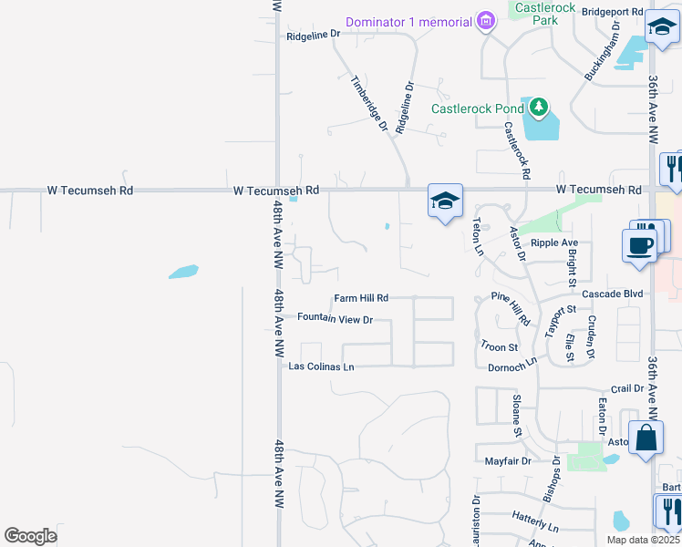map of restaurants, bars, coffee shops, grocery stores, and more near 3345 Enclave Lane in Norman