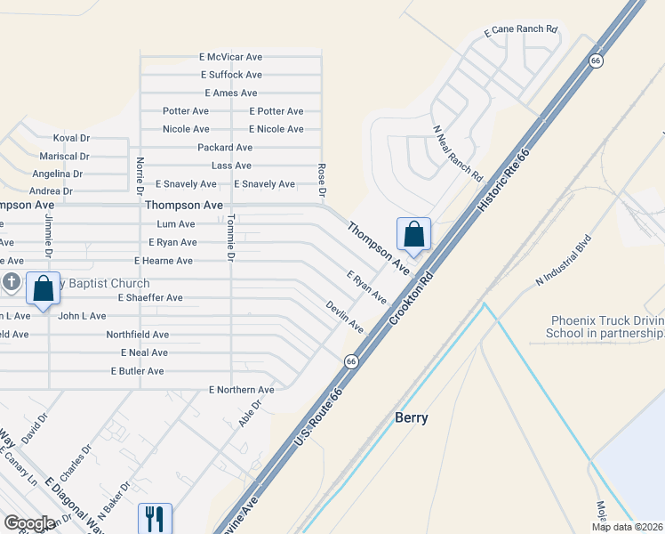 map of restaurants, bars, coffee shops, grocery stores, and more near 4004 Ryan Ave in Kingman