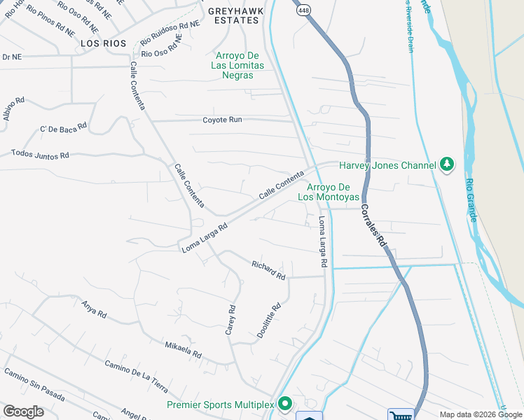 map of restaurants, bars, coffee shops, grocery stores, and more near 075 Calle Contenta in Corrales