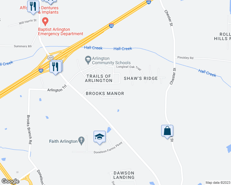 map of restaurants, bars, coffee shops, grocery stores, and more near 12179 Brooks River Drive in Arlington
