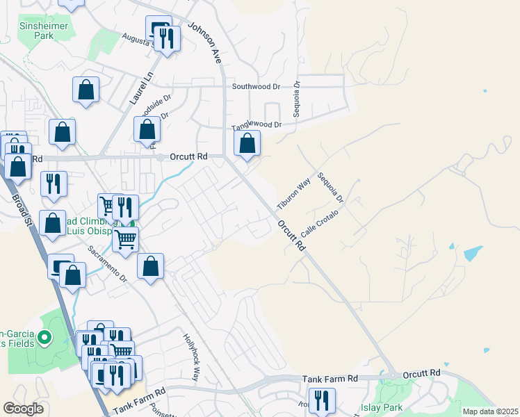 map of restaurants, bars, coffee shops, grocery stores, and more near in San Luis Obispo