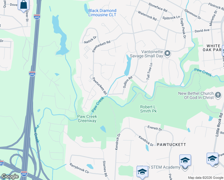 map of restaurants, bars, coffee shops, grocery stores, and more near 4515 Merryvale Forest Drive in Charlotte