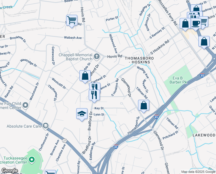 map of restaurants, bars, coffee shops, grocery stores, and more near 833 Reliance Street in Charlotte