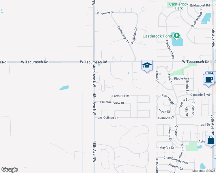 map of restaurants, bars, coffee shops, grocery stores, and more near 3313 Enclave Lane in Norman