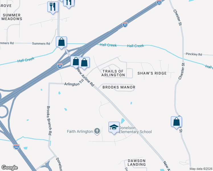 map of restaurants, bars, coffee shops, grocery stores, and more near 12075 Brooks River Dr in Arlington