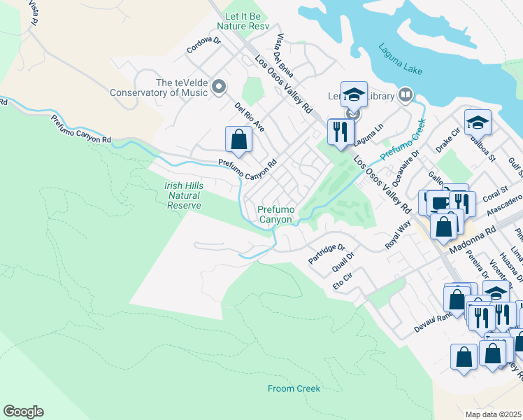 map of restaurants, bars, coffee shops, grocery stores, and more near 1844 Thelma Drive in San Luis Obispo