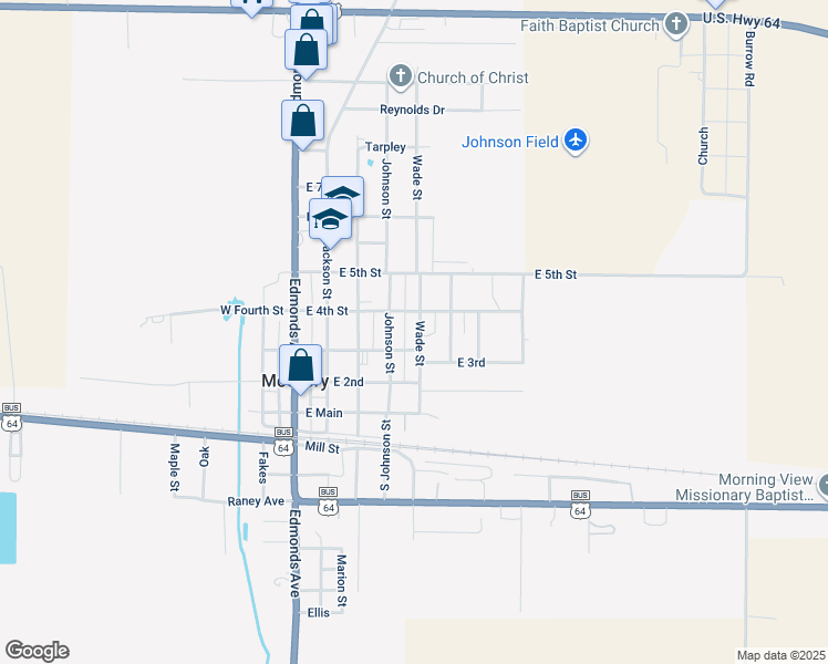 map of restaurants, bars, coffee shops, grocery stores, and more near 306 Wade Street in McCrory