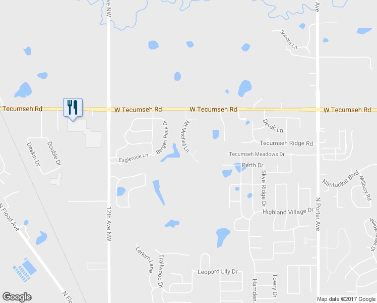 map of restaurants, bars, coffee shops, grocery stores, and more near 3320 Mount Mitchell Lane in Norman