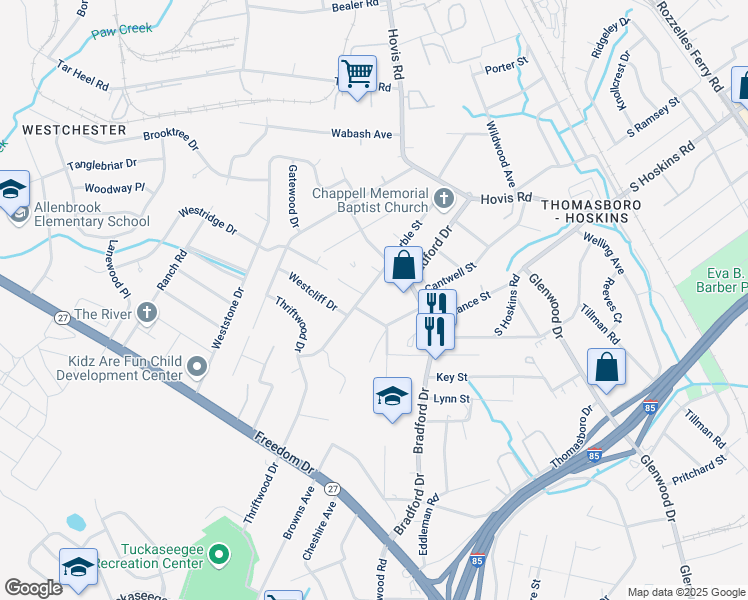 map of restaurants, bars, coffee shops, grocery stores, and more near 1037 Marble Street in Charlotte