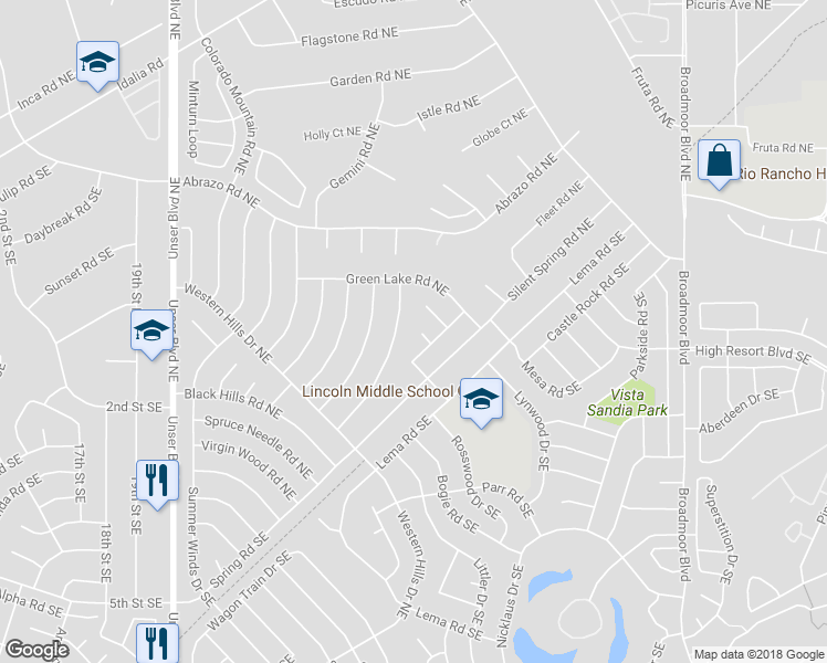 map of restaurants, bars, coffee shops, grocery stores, and more near 2484 Odell Court Northeast in Rio Rancho