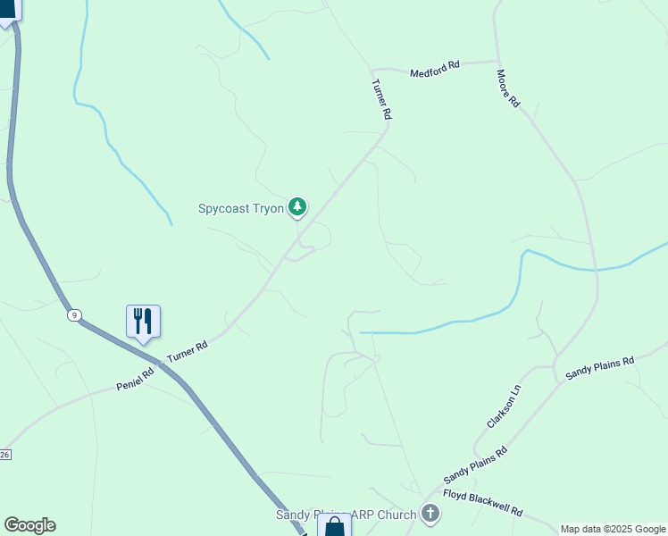map of restaurants, bars, coffee shops, grocery stores, and more near 522 Turner Road in Tryon