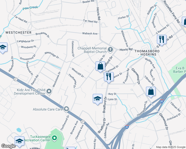 map of restaurants, bars, coffee shops, grocery stores, and more near in Charlotte