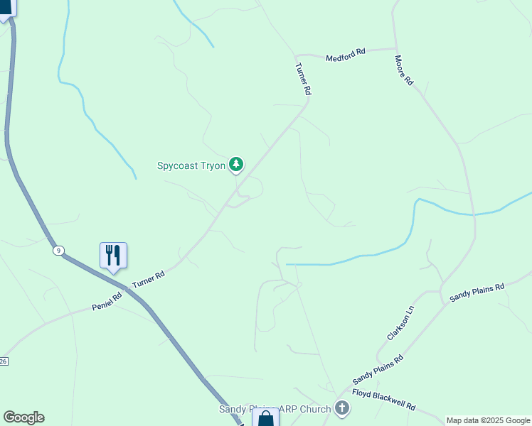 map of restaurants, bars, coffee shops, grocery stores, and more near 522 Turner Road in Tryon