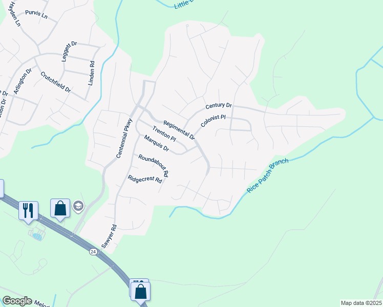 map of restaurants, bars, coffee shops, grocery stores, and more near 406 Marquis Drive in Cameron