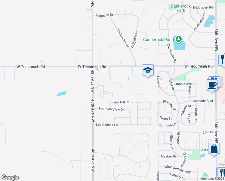 map of restaurants, bars, coffee shops, grocery stores, and more near 3345 Enclave Lane in Norman