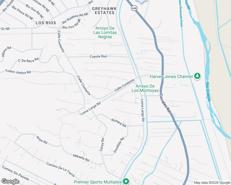 map of restaurants, bars, coffee shops, grocery stores, and more near 075 Calle Contenta in Corrales