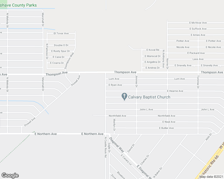 map of restaurants, bars, coffee shops, grocery stores, and more near 3521 East Hearne Avenue in Kingman