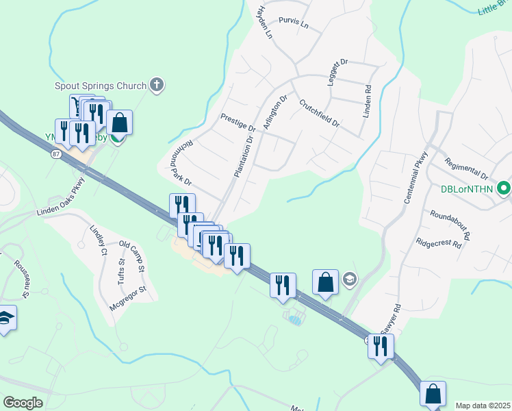 map of restaurants, bars, coffee shops, grocery stores, and more near 48 Commonwealth Court in Cameron